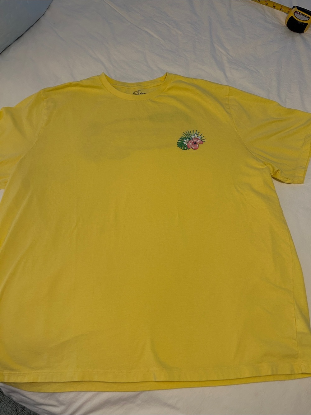 Vineyard Vines Yellow Short Sleeve Tee with Tropical Chest Graphic